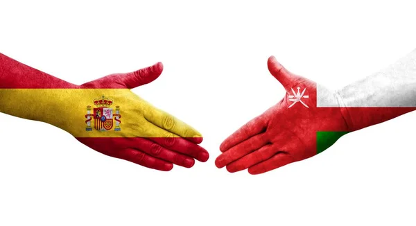 페인트칠을 스페인의 사이를 손으로 악수를 이미지 — 스톡 사진
