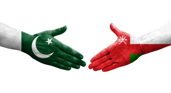 파키스탄 국기가 그려진 이미지를 악수를 나누는 — 스톡 사진