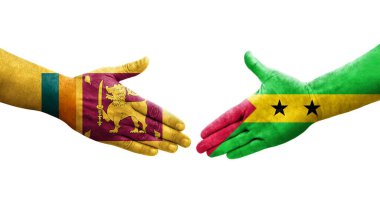 Sri Lanka ve Sao Tome ve Principe bayrakları arasındaki el sıkışma..