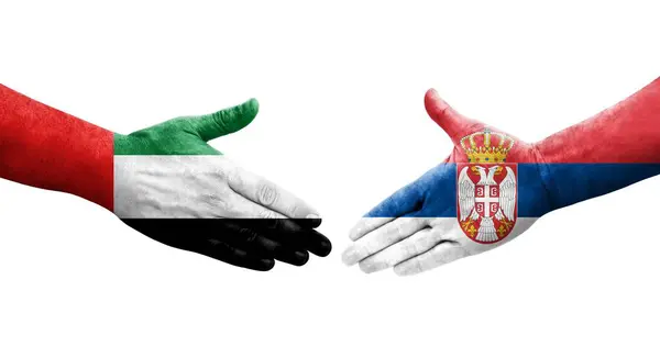 세르비아와 Uae 손으로 그려지면서 이미지를 — 스톡 사진