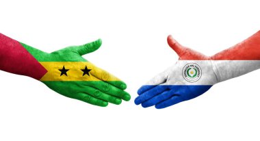 Paraguay ve Sao Tome ve Principe bayrakları arasındaki tokalaşma..