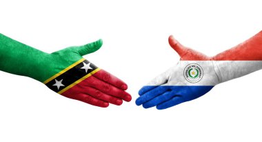 Paraguay ve Saint Kitts ve Nevis bayrakları arasındaki el sıkışma..