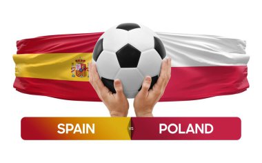 İspanya, Polonya 'ya karşı milli takımlar futbol müsabakası konsepti.
