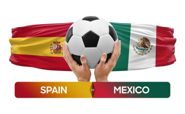 İspanya, Meksika milli takımlarına karşı futbol maçı konsepti.