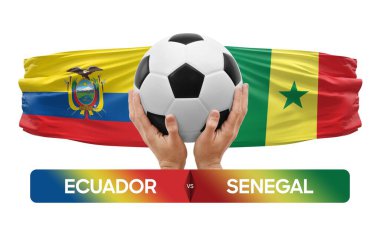 Ekvador, Senegal milli takımlarına karşı futbol maçı konsepti.