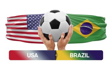 ABD, Brezilya milli takımlarına karşı futbol müsabakası konsepti.