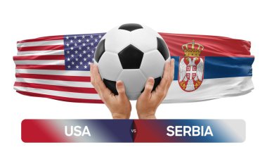 ABD Sırbistan milli takımlarına karşı futbol maçı konsepti.