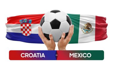Hırvatistan Meksika milli takımlarına karşı futbol maçı konsepti.