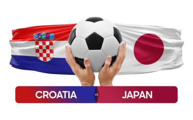 Hırvatistan Japonya milli takımlarına karşı futbol maçı konsepti.