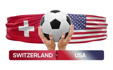 İsviçre Amerikan milli takımlarına karşı futbol müsabakası konsepti.