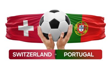 İsviçre, Portekiz milli takımlarına karşı futbol maçı konsepti.