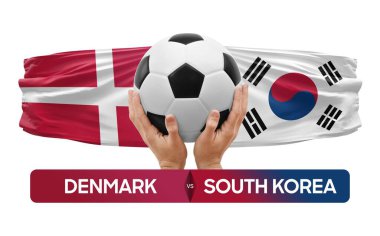 Danimarka, Güney Kore milli takımlarına karşı futbol maçı konsepti.