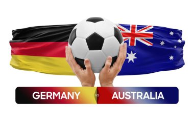 Almanya Avustralya milli takımlarına karşı futbol müsabakası konsepti.