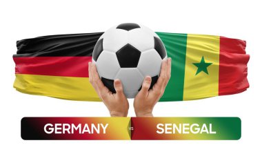 Almanya, Senegal milli takımlarına karşı futbol maçı konsepti.