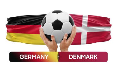 Almanya Danimarka milli takımlarına karşı futbol müsabakası konsepti.