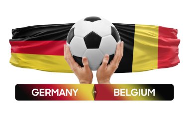 Almanya, Belçika milli takımlarına karşı futbol müsabakası konsepti.
