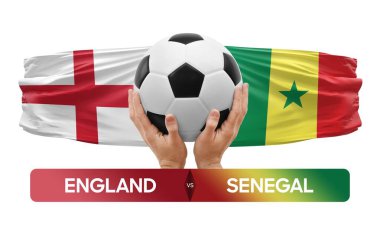 İngiltere, Senegal milli takımlarına karşı futbol maçı konsepti.