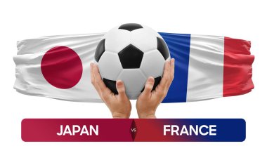 Japonya Fransa milli takımlarına karşı futbol müsabakası konsepti.