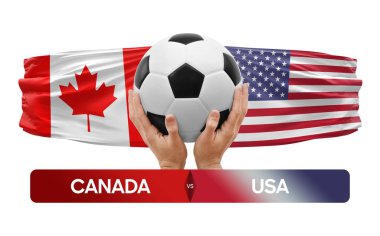 Kanada, ABD milli takımlarına karşı futbol müsabakası konsepti.