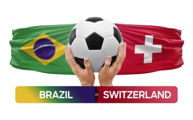 Brezilya, İsviçre milli takımlarına karşı futbol maçı konsepti.
