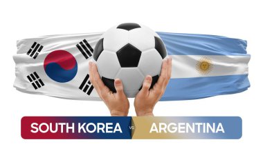 Güney Kore Arjantin milli takımlarına karşı futbol maçı konsepti.
