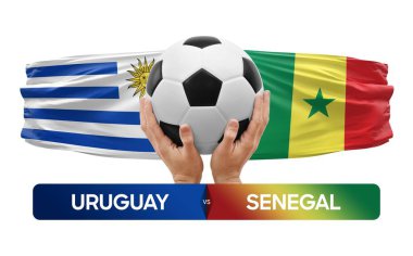 Uruguay, Senegal milli takımlarına karşı futbol maçı konsepti.