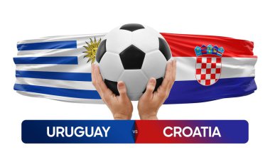 Uruguay Hırvatistan milli takımlarına karşı futbol maçı konsepti.