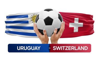 Uruguay İsviçre milli takımlarına karşı futbol maçı konsepti.