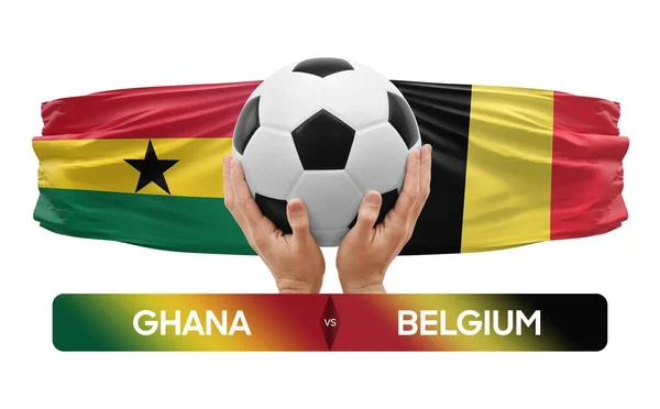 Ghána Belgium Nemzeti Csapatok Labdarúgó Mérkőzés Verseny Koncepció — Stock Fotó
