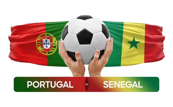 Portugália Szenegál Nemzeti Csapatok Labdarúgó Mérkőzés Verseny Koncepció — Stock Fotó