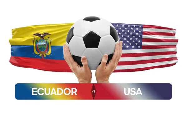 Ecuador Usa Nationale Teams Voetbal Voetbalwedstrijd Concept — Stockfoto