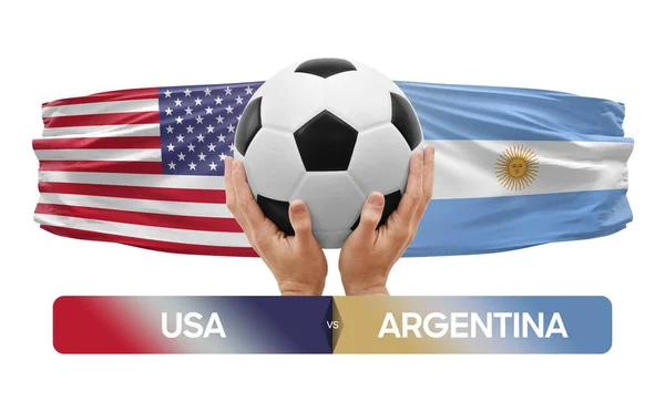 Сша Проти Аргентини Концепція Футбольного Змагання Футболу — стокове фото