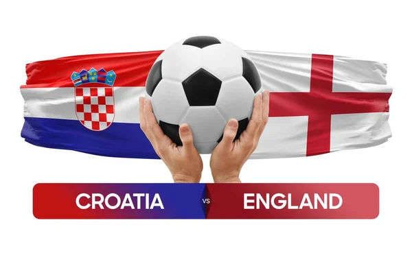 Хорватія Проти Англії Концепція Футбольних Матчів — стокове фото