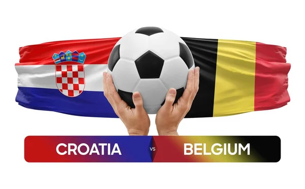 Хорватія Проти Бельгії Концепція Футбольних Матчів — стокове фото
