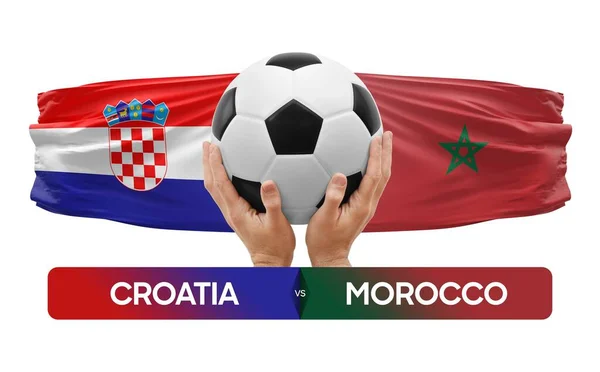 stock image Croatia vs Morocco national teams soccer football match competition concept.