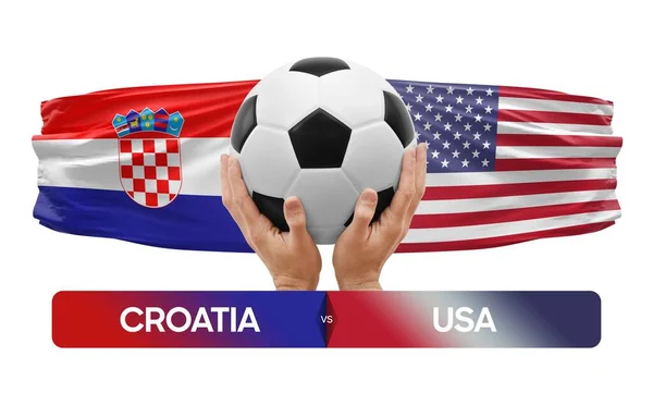 Kroatien Usa Landslag Fotboll Fotbollstävling Koncept — Stockfoto