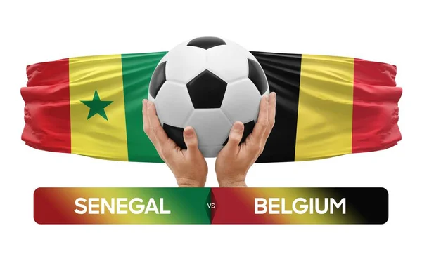 Szenegál Belgium Nemzeti Csapatok Labdarúgó Mérkőzés Verseny Koncepció — Stock Fotó