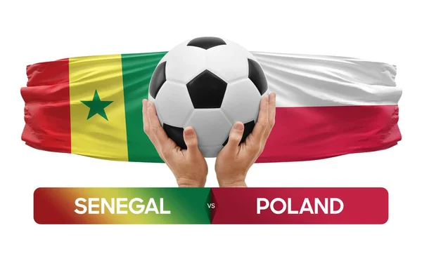 Szenegál Lengyelország Nemzeti Csapatok Labdarúgó Mérkőzés Verseny Koncepció — Stock Fotó