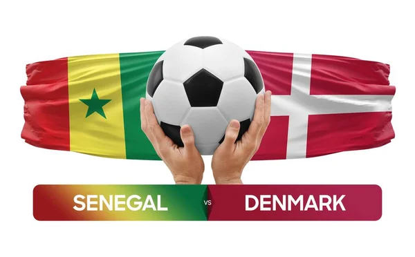 Szenegál Dánia Nemzeti Csapatok Labdarúgó Mérkőzés Verseny Koncepció — Stock Fotó