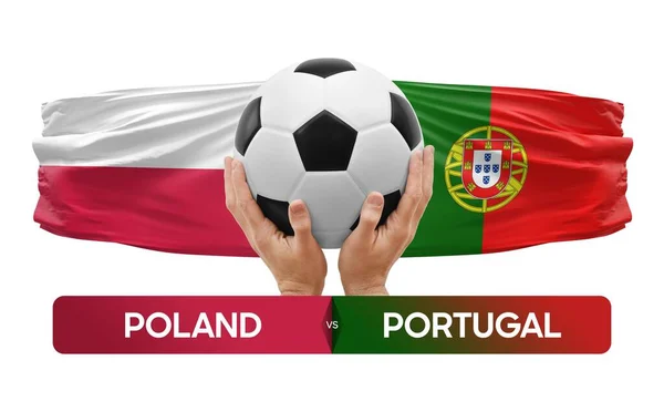 Polsko Portugalsko Národní Týmy Fotbalový Zápas Soutěžní Koncept — Stock fotografie