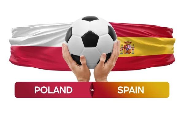 Poland Spain National Teams Soccer Football Match Competition Concept — Stock Photo, Image