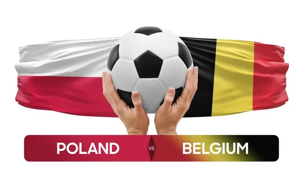 Polonia Bélgica Selecciones Nacionales Fútbol Partido Concepto Competición —  Fotos de Stock