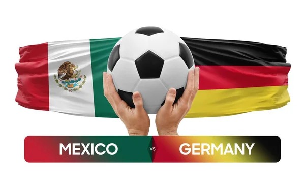 Mexiko Německo Národní Týmy Fotbalový Zápas Soutěžní Koncept — Stock fotografie