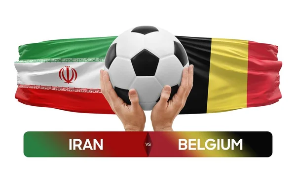Ιράν Εναντίον Βελγίου Εθνικές Ομάδες Ποδοσφαιρική Έννοια Αγώνα Ποδοσφαίρου — Φωτογραφία Αρχείου