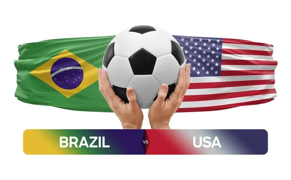 巴西对美国国家足球队足球比赛概念 — 图库照片