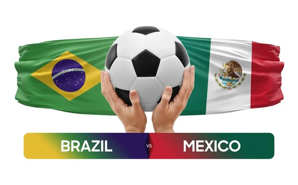 Brazilië Mexico Nationale Teams Voetbal Voetbalwedstrijd Concept — Stockfoto