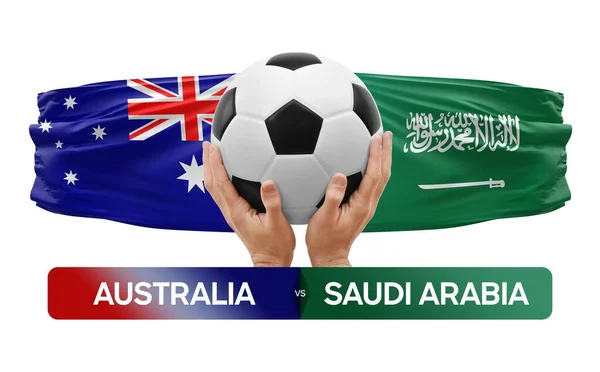 stock image Australia vs Saudi Arabia national teams soccer football match competition concept.