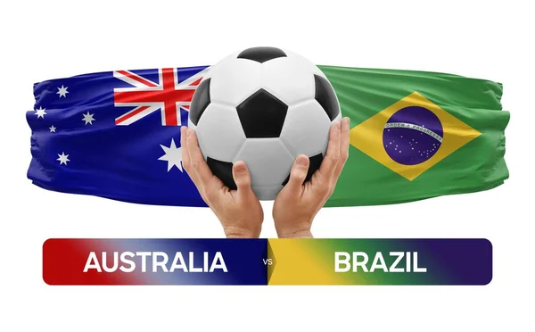 Australia Brasile Squadre Nazionali Calcio Partita Calcio Concetto Competizione — Foto Stock