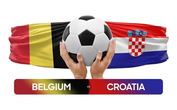 Бельгія Проти Хорватії Концепція Футбольного Змагання Футболу — стокове фото