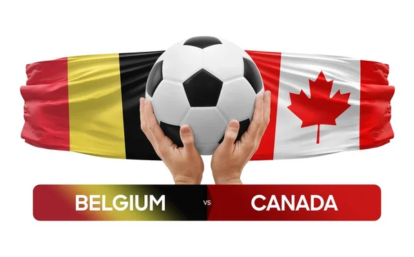 Бельгія Проти Канади Концепція Футбольних Матчів — стокове фото